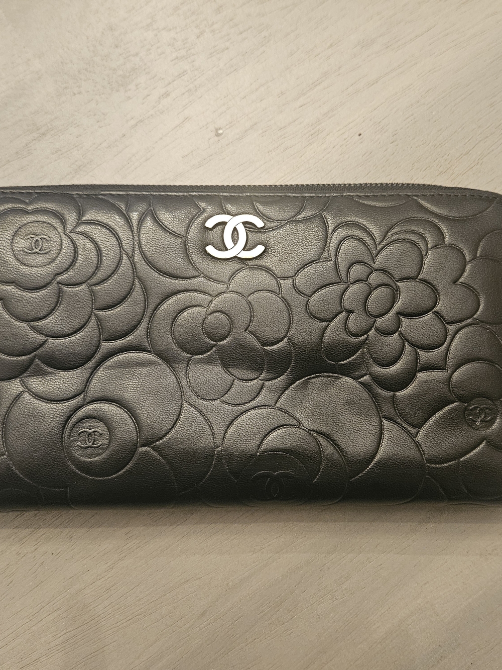 Chanel Quilted Camellia Leather Clutch - Black Lambskin - Stunning!